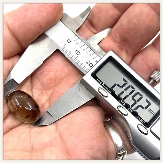 밝은 루틸 퇴색 라인이 있는 스모키 쿼츠 타원형