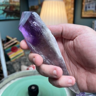 Natuurlijke Braziliaanse amethist onbewerkt lange kristal - Gewicht 256 gram