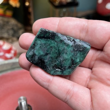 Opaque Brazilian Emerald with black Mica matrix - Natural Untreated weight 71 Grams - AU015