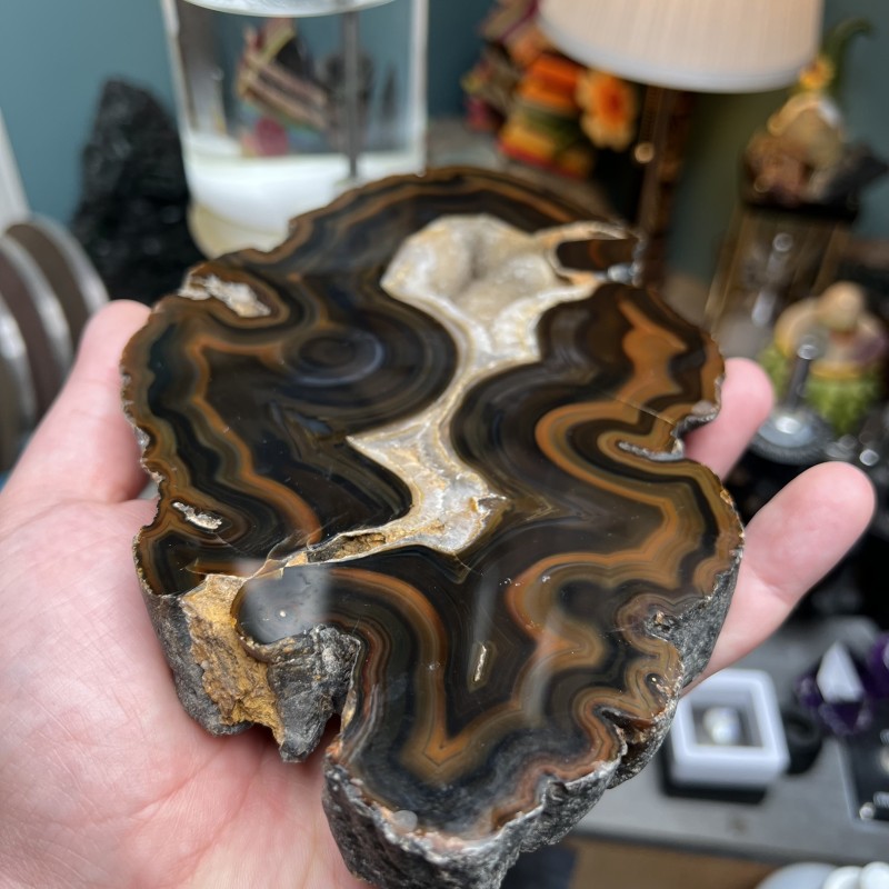 Brazilian Agate thick Slice - Natural Untreated - Weight 1159 Grams - AU016