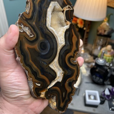 Brazilian Agate thick Slice - Natural Untreated - Weight 1159 Grams - AU016