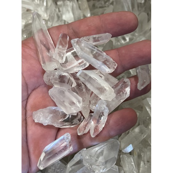 Quartz Lémurien Petites Pointes de Cristal Blanc Neige Œil Pur Brésil - 100 Grammes