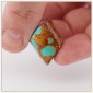 Turquoise américaine matricielle en or - pendentif Taille spéciale taillée à la main