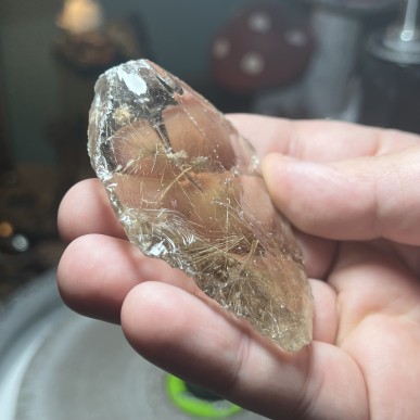 Natural Golden Brazilian Rutile Quartz top with shooting stars - weight 78.73 Grams