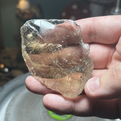 Natural Golden Brazilian Rutile Quartz top with shooting stars - weight 78.73 Grams