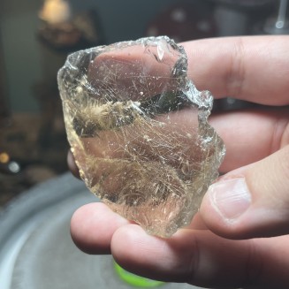 Natural Golden Brazilian Rutile Quartz top with shooting stars - weight 78.73 Grams