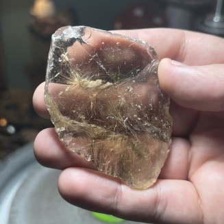 Natural Golden Brazilian Rutile Quartz top with shooting stars - weight 78.73 Grams