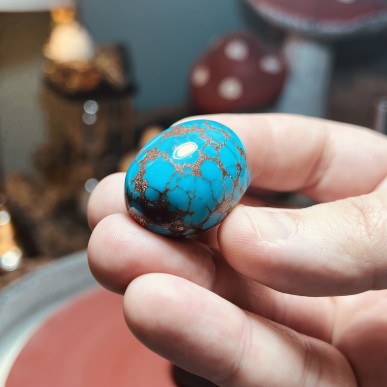 Iranian Spiderweb Turquoise from Neyshabur old stock- old layers Stabalized only - weight 27.47 Grams