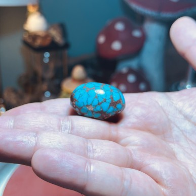 Iranian Spiderweb Turquoise from Neyshabur old stock- old layers Stabalized only - weight 27.47 Grams