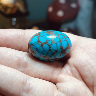 Iranian Spiderweb Turquoise from Neyshabur old stock- old layers Stabalized only - weight 27.47 Grams