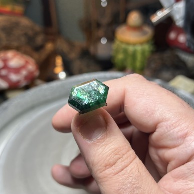 Brazilian Galaxy side from Cat’s eye Emerald rare piece great quality natural no oil no treatments - weight 19.10 ct